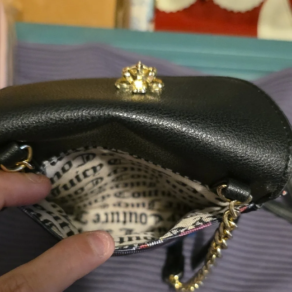 Juicy Couture Black and Multicolor Plaid Crossbody Bag